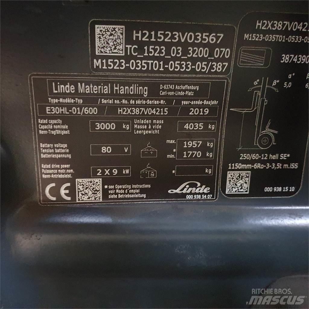 Linde E30/600HL Электропогрузчики