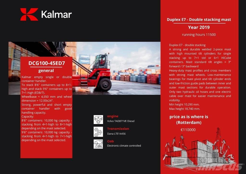 Kalmar DCG 100-45ED7 Контейнерные вилочные погрузчики