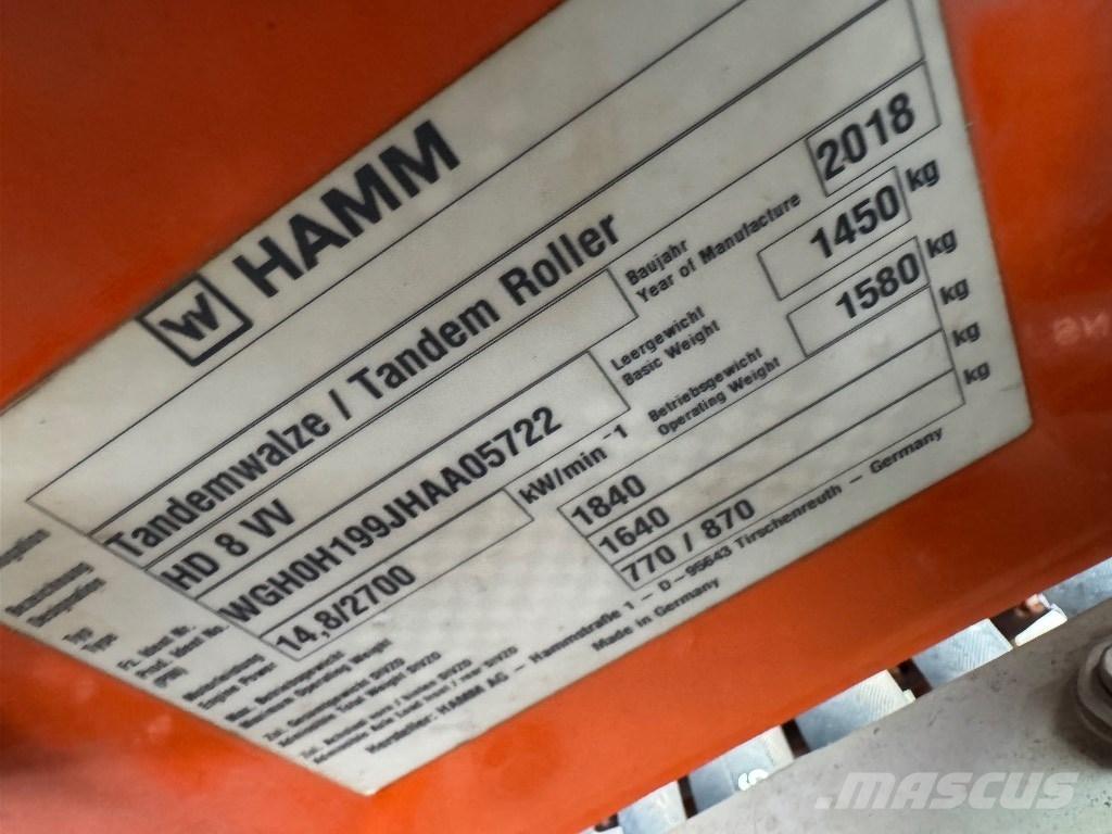 Hamm HD 8 VV Катки тротуарные