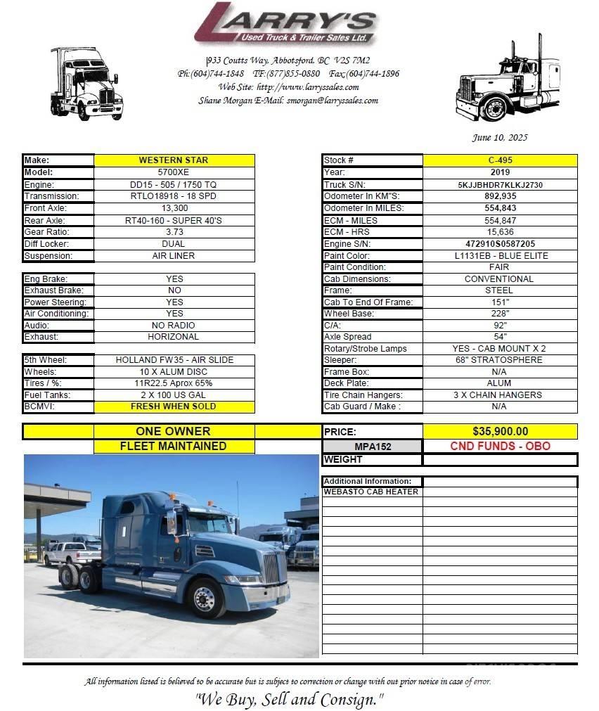 Western Star 5700 XE Седельные тягачи