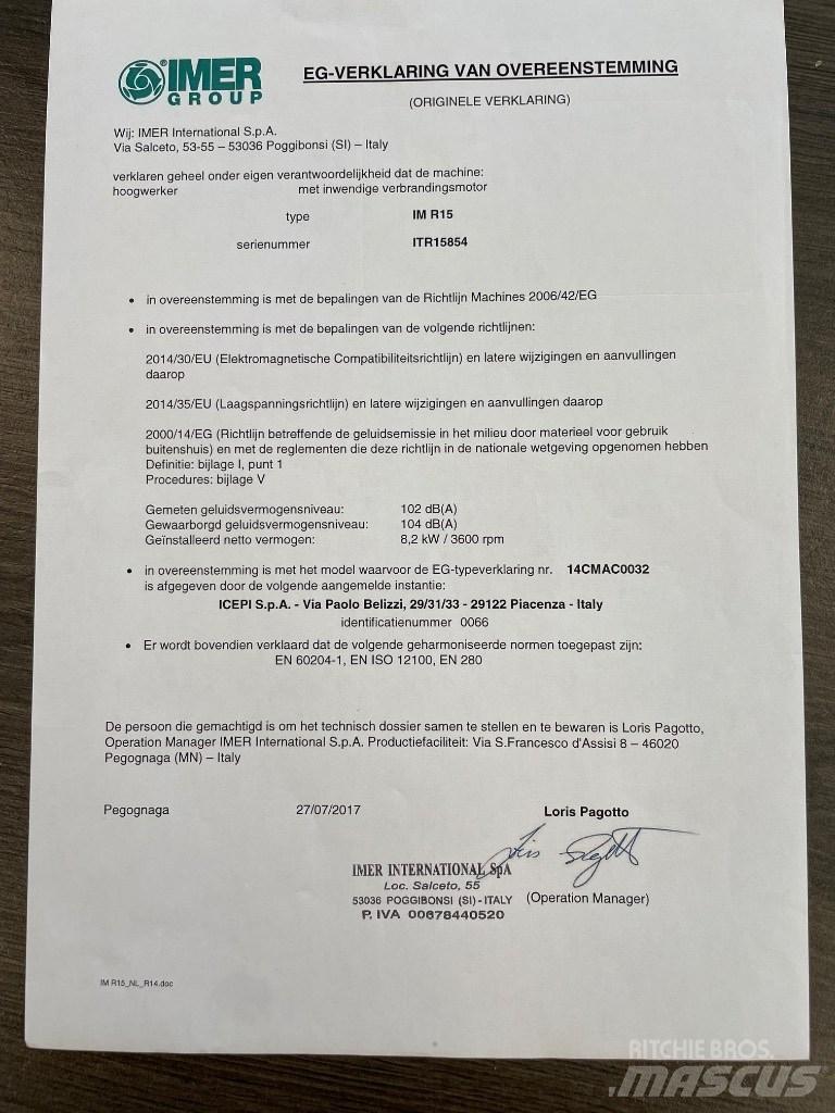 Imer IMR 15B Коленчатые подъемники