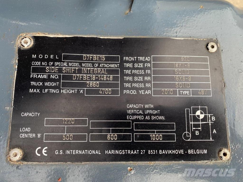 Toyota 7FBEF15 Электропогрузчики