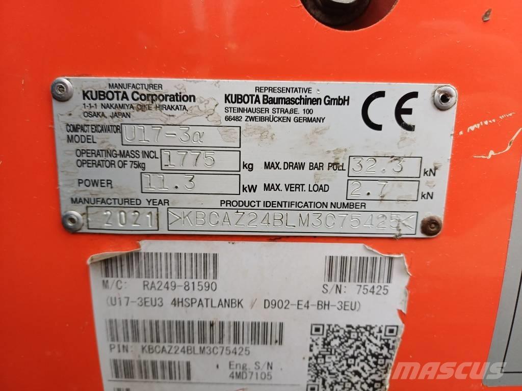 Kubota U 17-3 Мини-экскаваторы