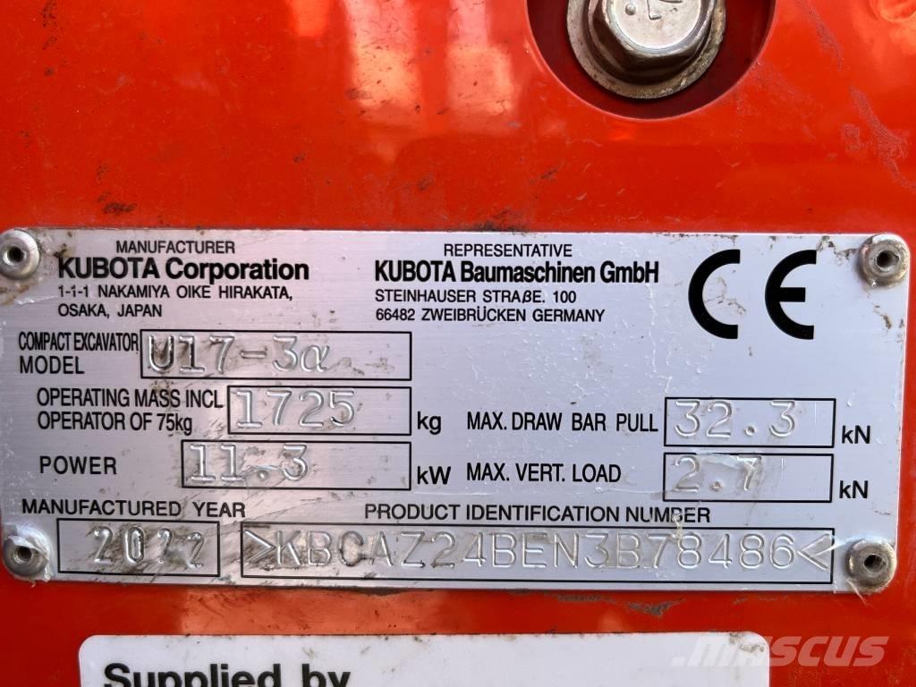 Kubota U 17-3 Мини-экскаваторы
