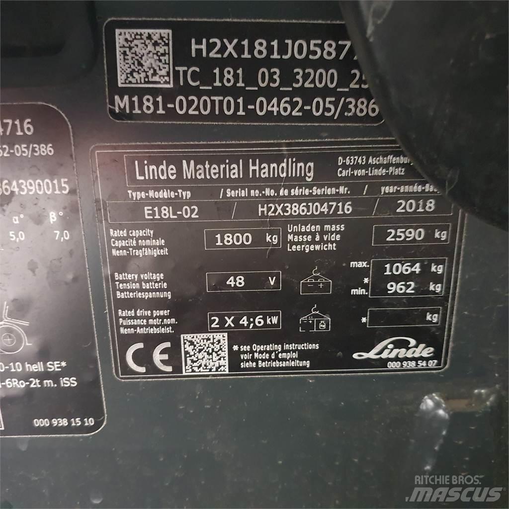 Linde E18L Электропогрузчики