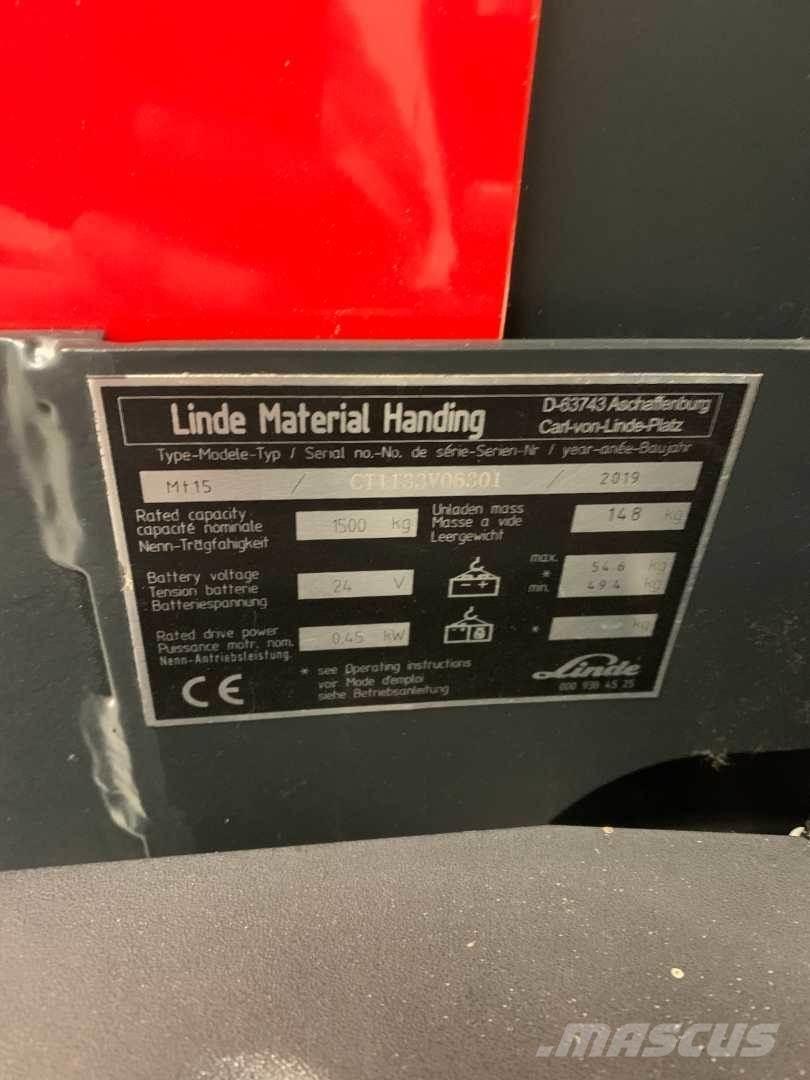 Linde MT15 Ручные штабелёры с электроподъёмом