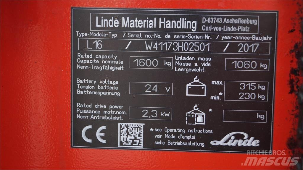 Linde L16i Ручные штабелёры с электроподъёмом