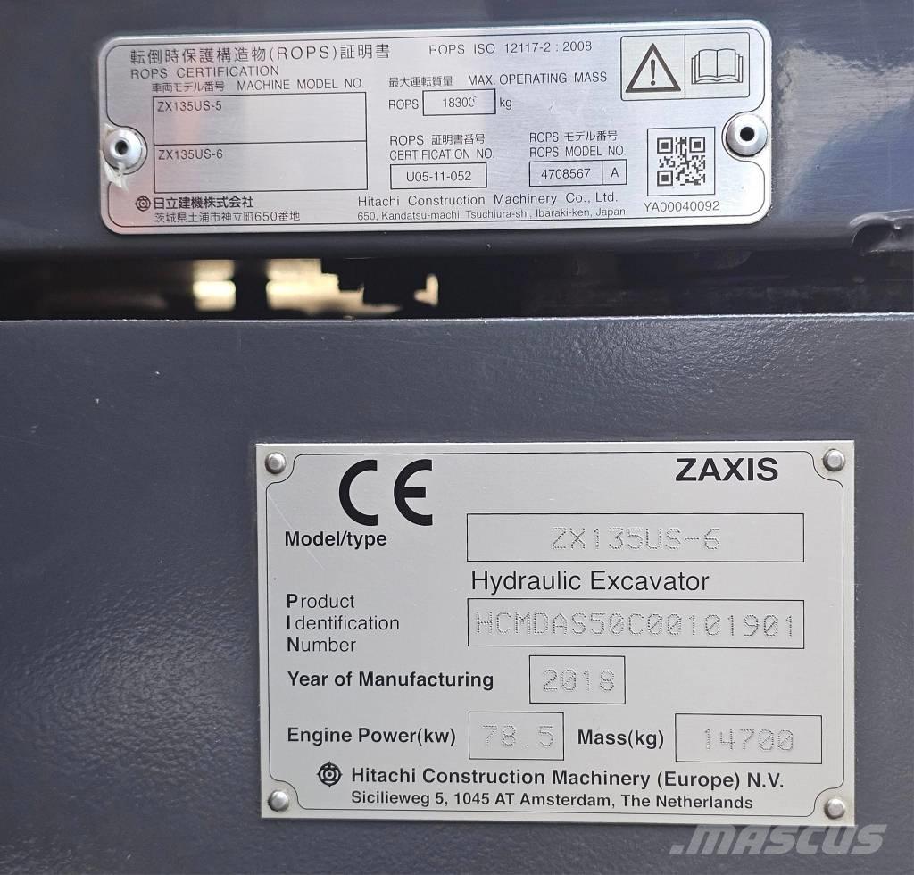 Hitachi ZX 135 US-6 Гусеничные экскаваторы