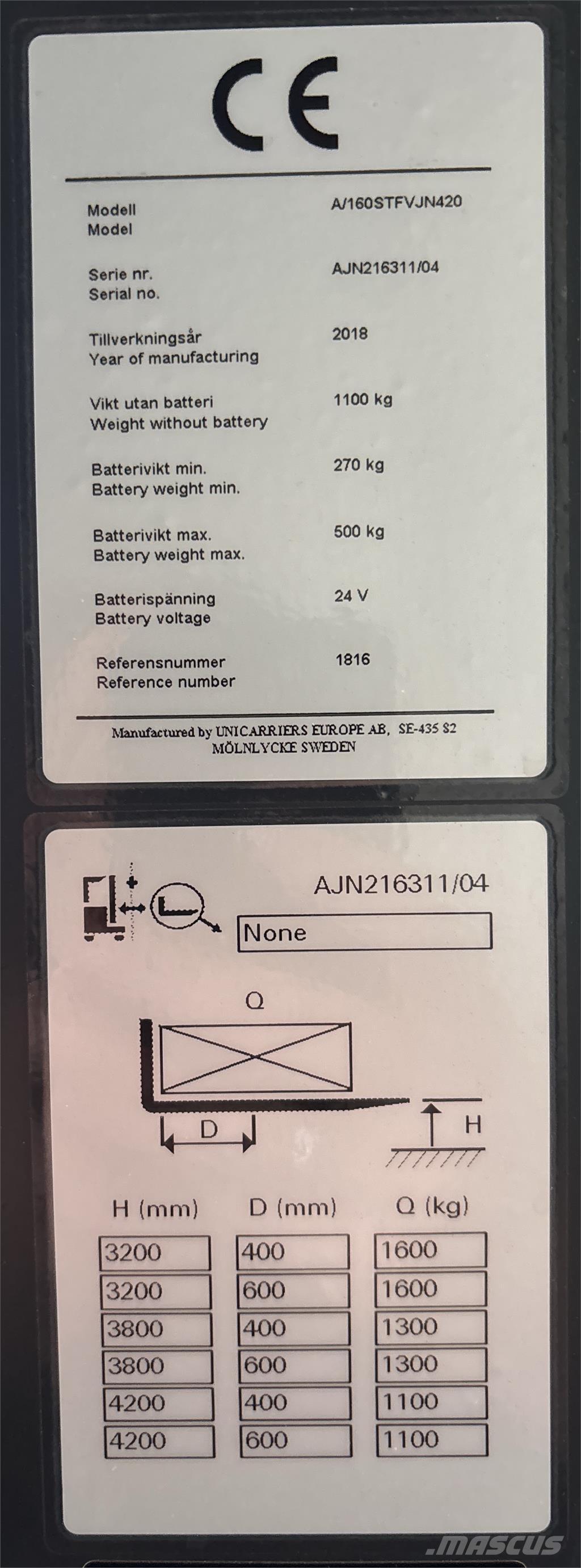 Atlet A160 Самоходные электроштабелёры