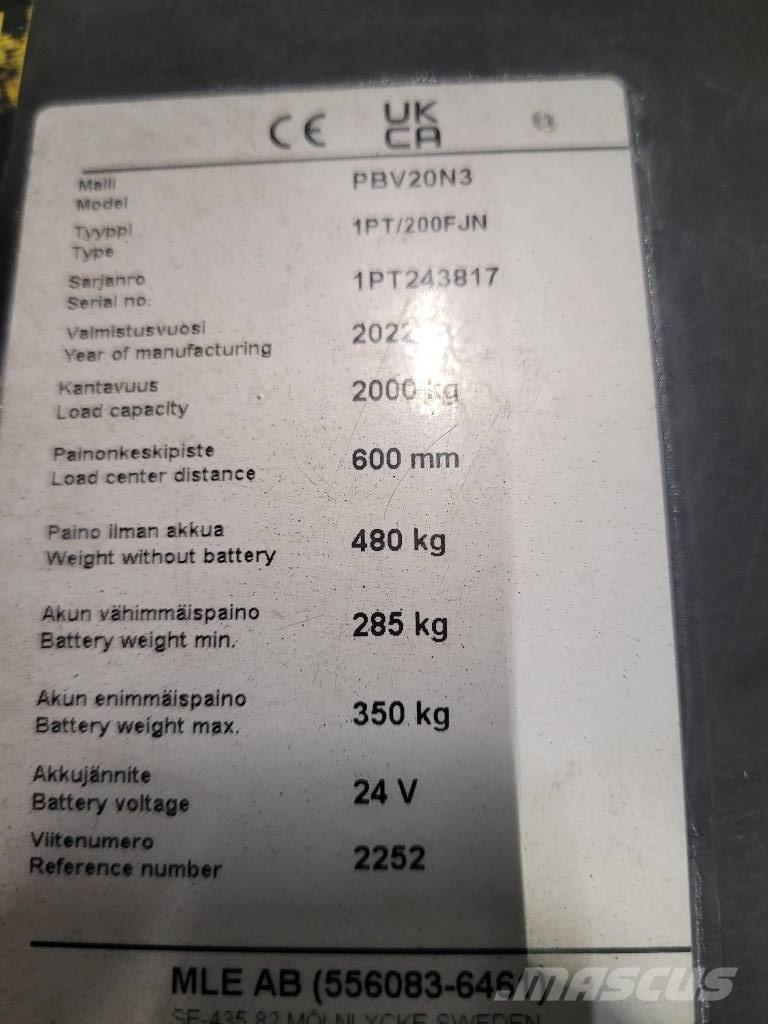 Mitsubishi PBV 20 N3 Самоходные электрические тележки