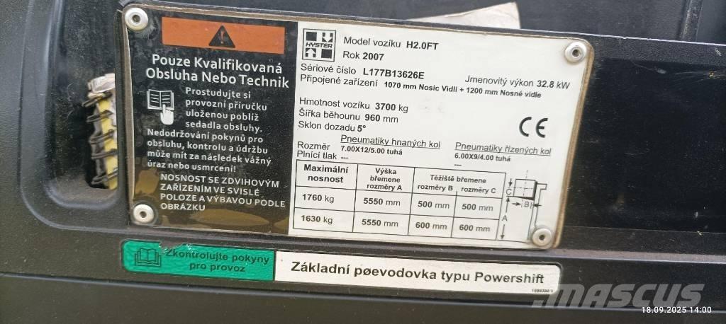 Hyster H2.0FT Газовые погрузчики
