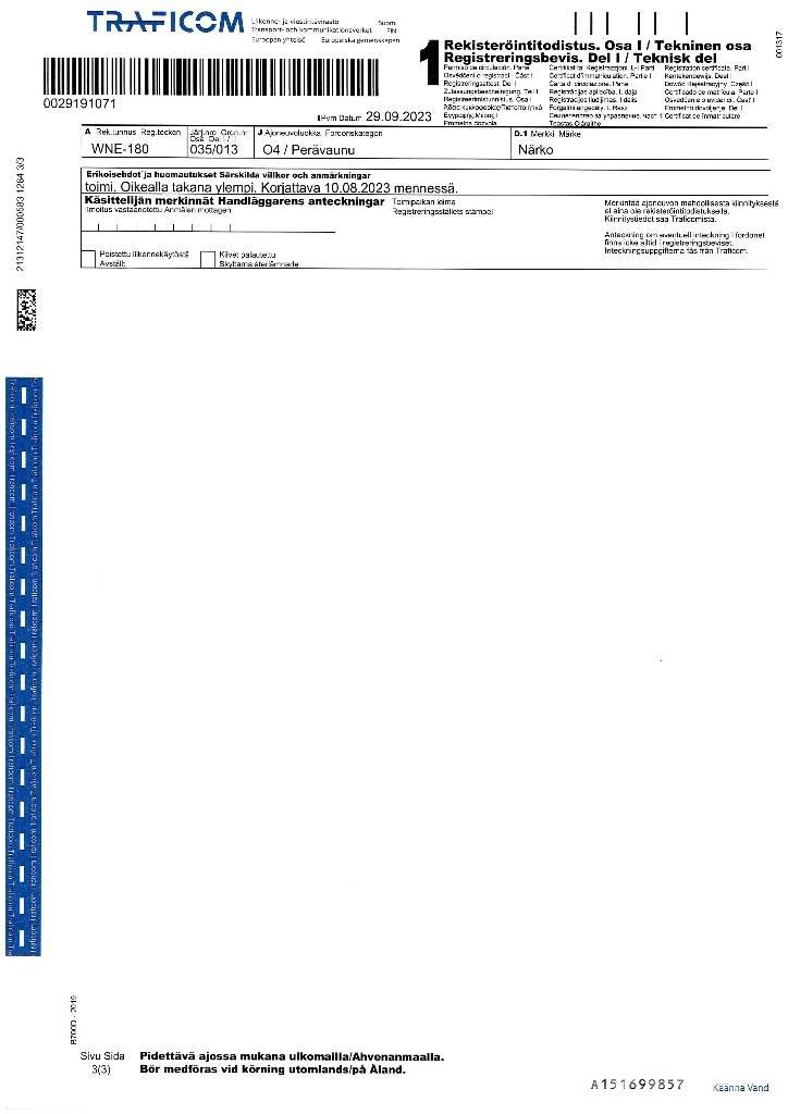 Närko D52B13N61 TPV Прицепы-фургоны