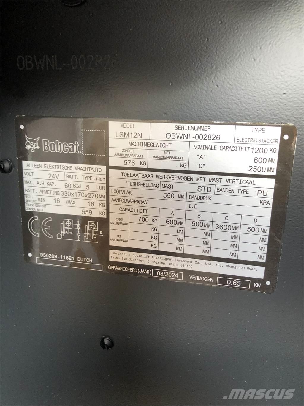 Bobcat LSM12N Ручные штабелёры с электроподъёмом