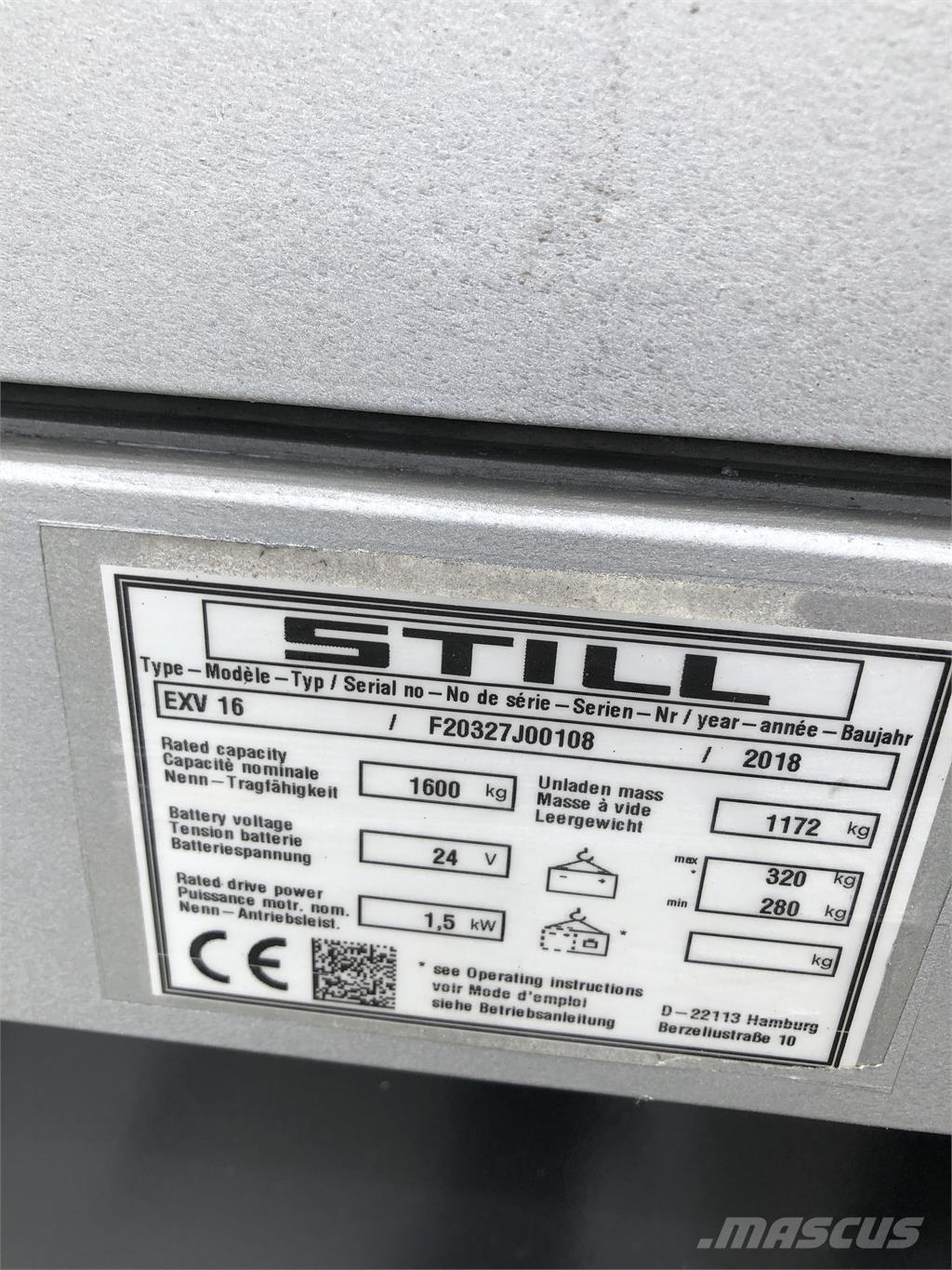 Still EXV 16 Самоходные электроштабелёры