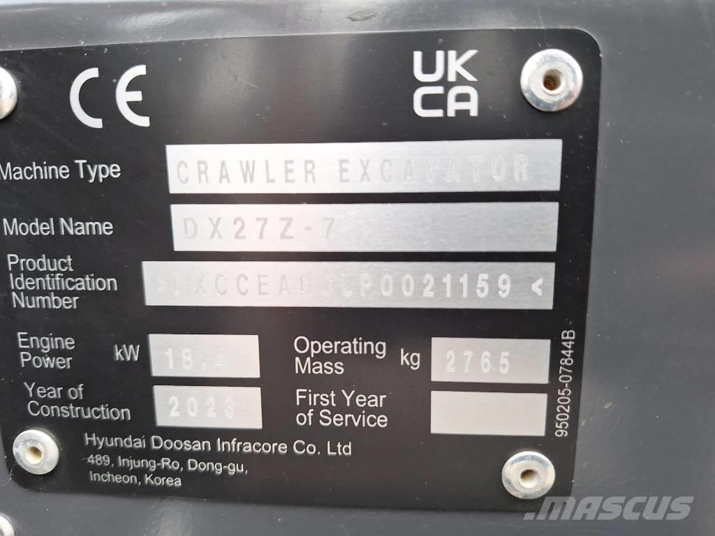 Develon DX 27 Z-7 Мини-экскаваторы