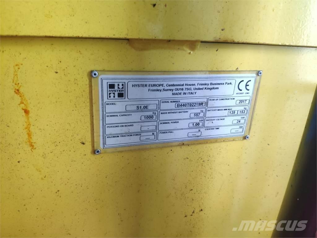 Hyster S1.0E Ручные штабелёры с электроподъёмом