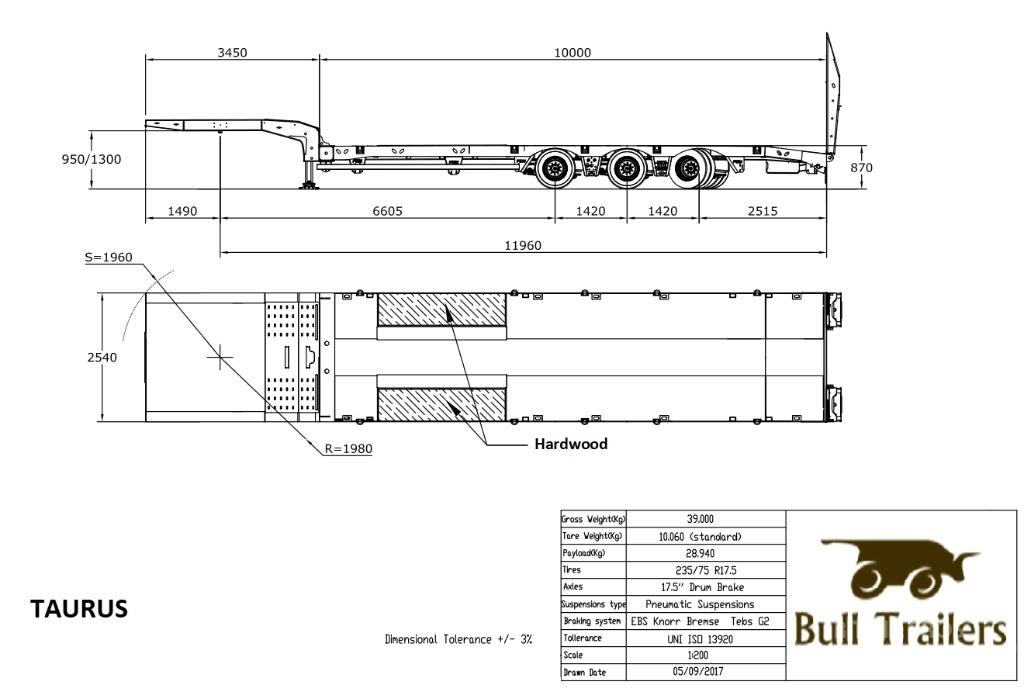 Bull Trailers Taurus Полуприцепы-платформы/боковая разгрузка