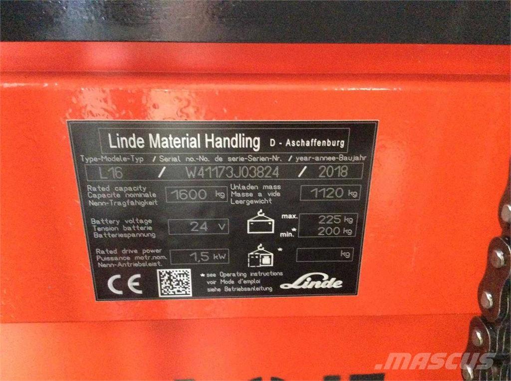 Linde L16 Самоходные электроштабелёры