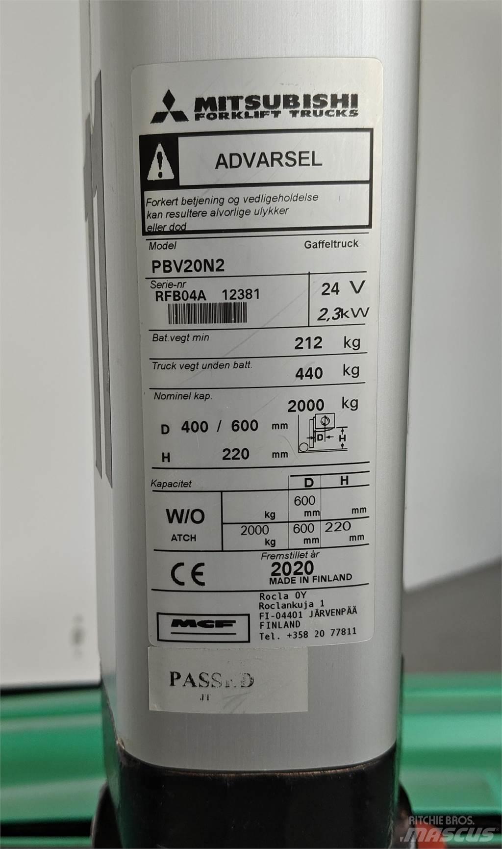 Mitsubishi PBV20N2 Другие складские механизмы