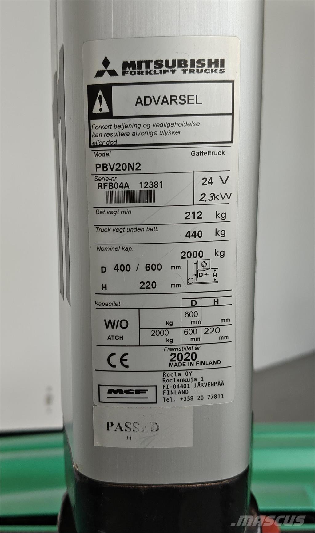 Mitsubishi PBV20N2 Электрокары