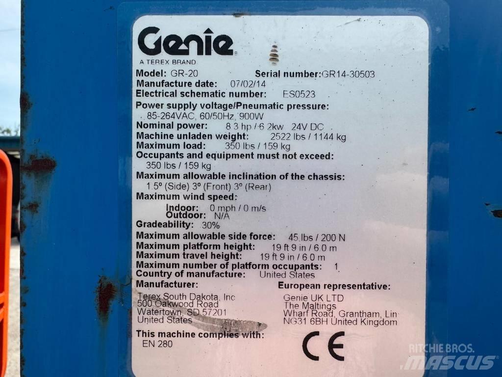 Genie GR 20 Вертикальные мачтовые подъемники