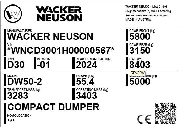 Wacker Neuson DW50-2 Мини-самосвалы