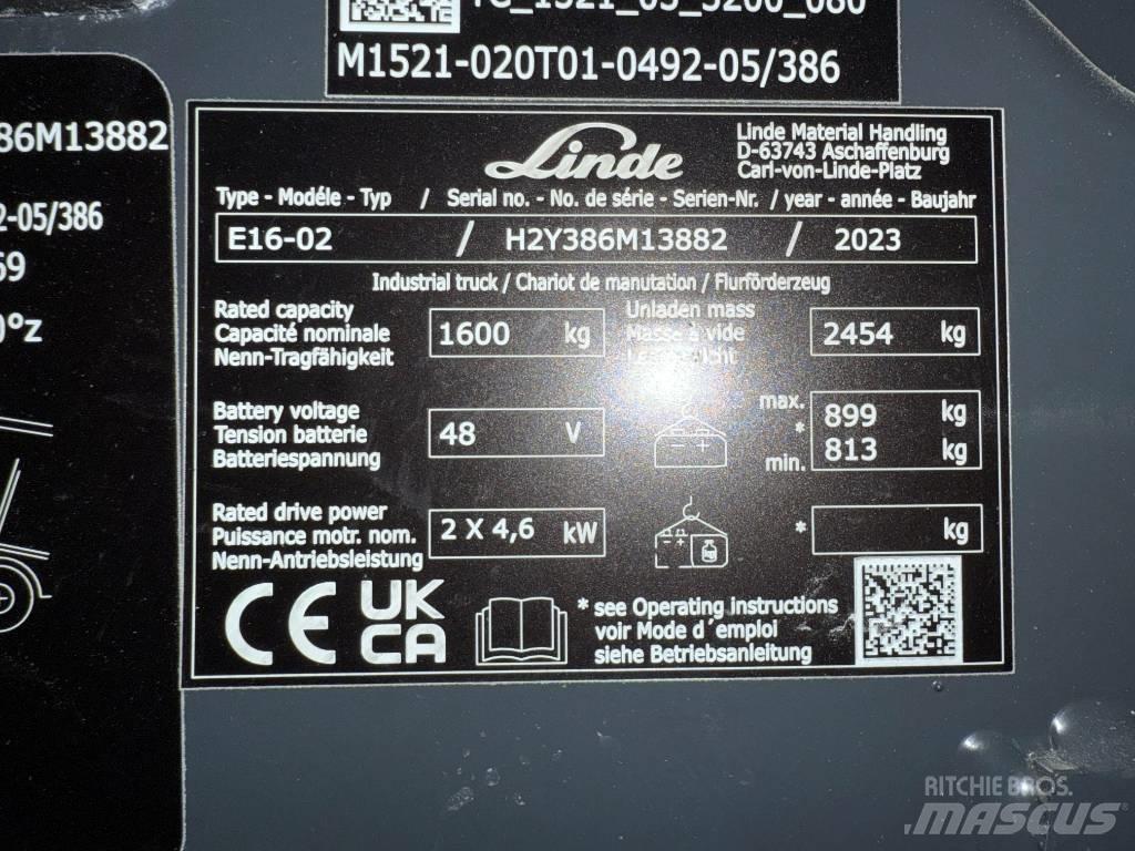 Linde E16/386-02 Электропогрузчики