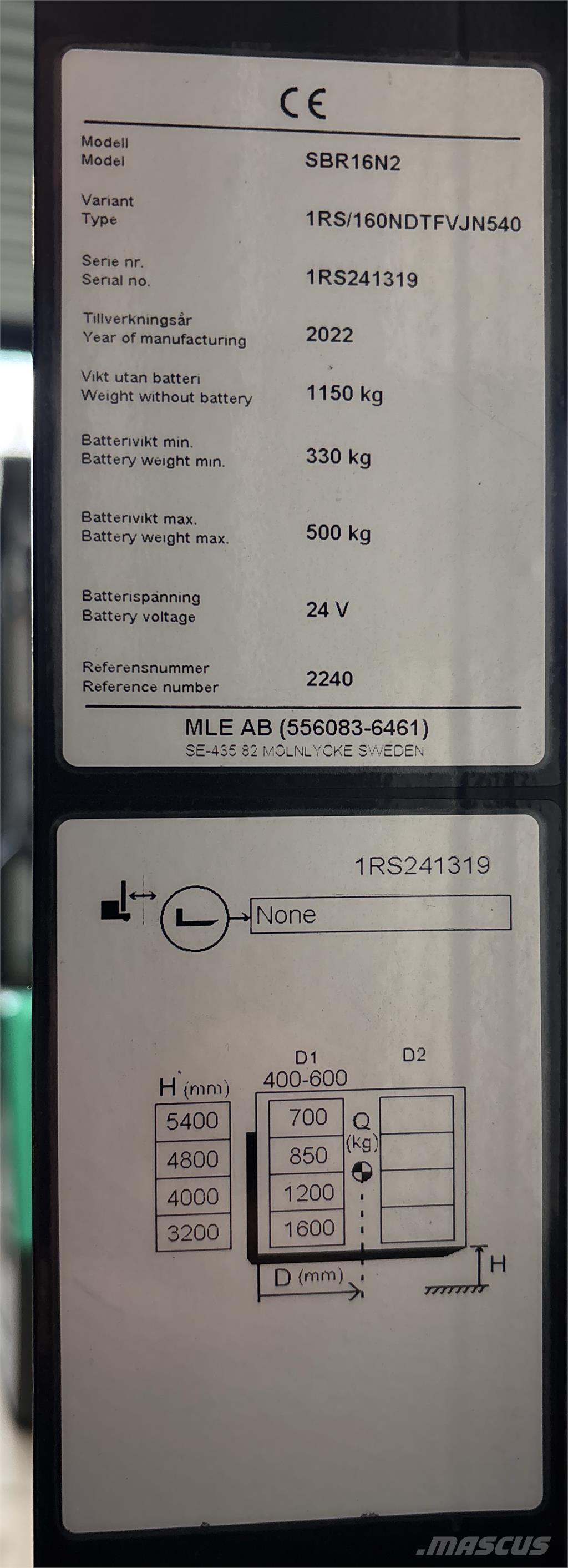 Mitsubishi SBR16N2 Самоходные электроштабелёры