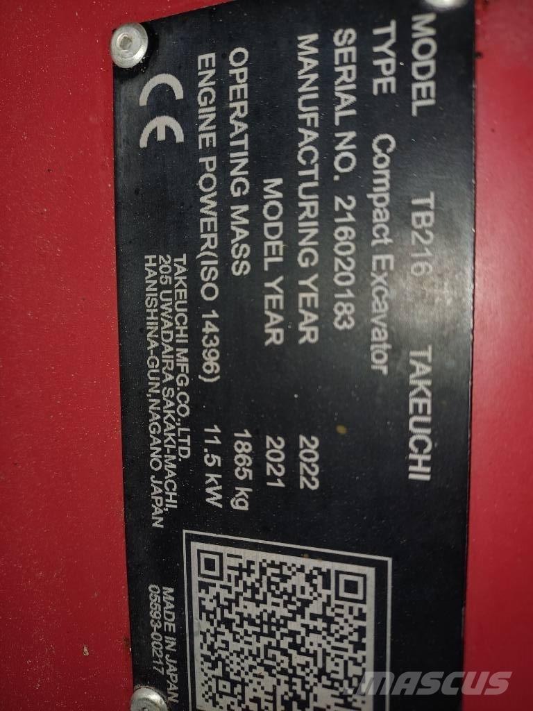 Takeuchi TB 216 Мини-экскаваторы