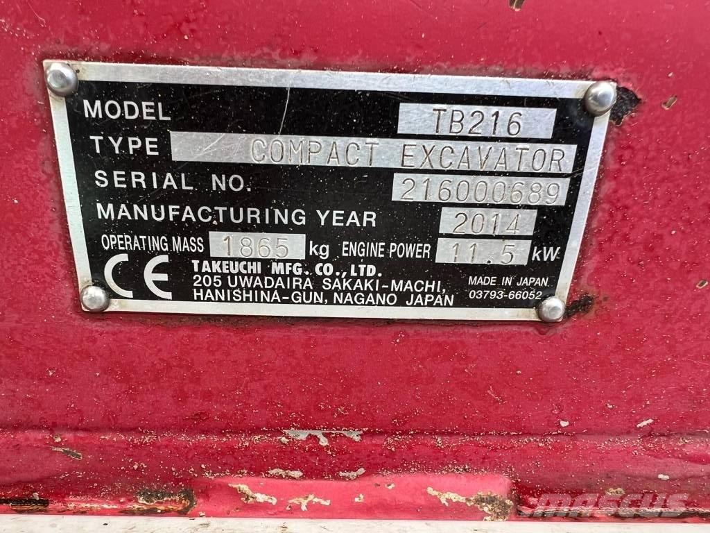 Takeuchi TB 216 Мини-экскаваторы