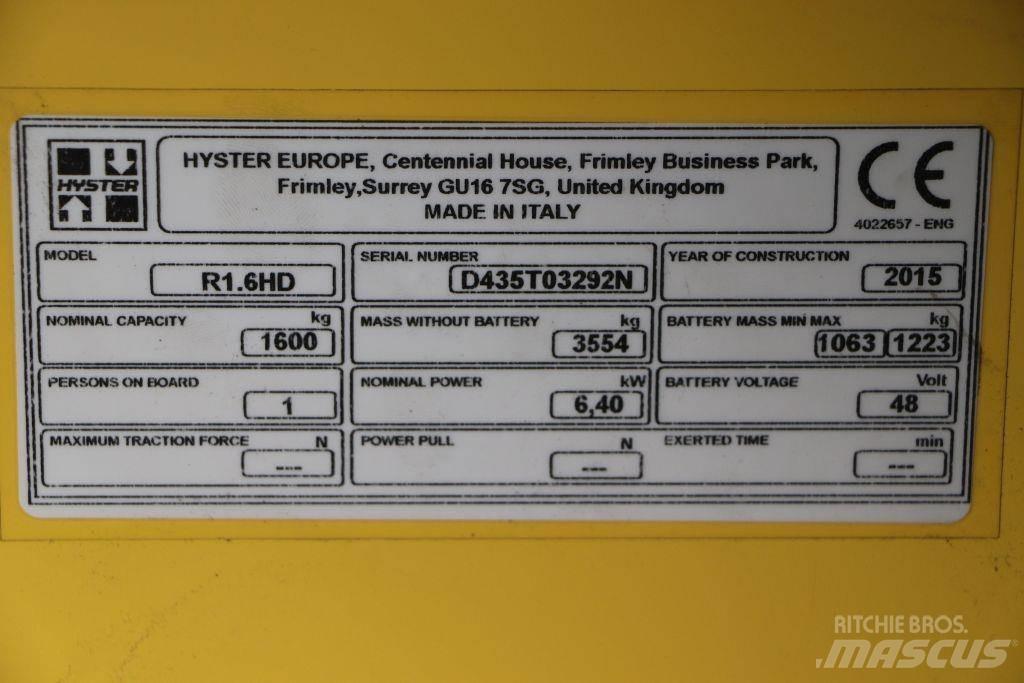 Hyster R 1.6 Электропогрузчики