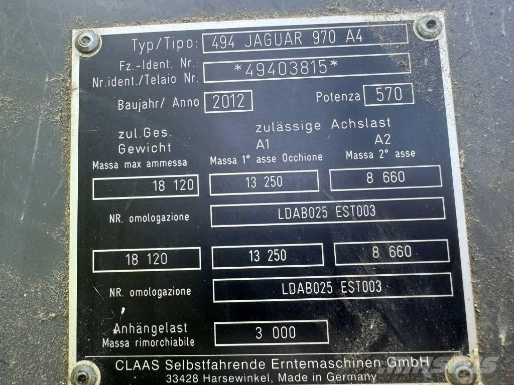 CLAAS Jaguar 970 Самоходные кормоуборочные комбайны
