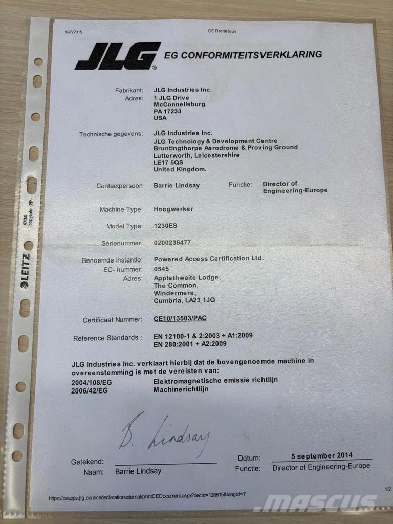 JLG 1230ES Ножничные подъемники