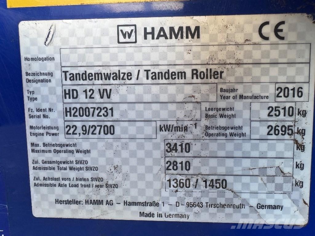 Hamm HD 12 VV Катки тротуарные