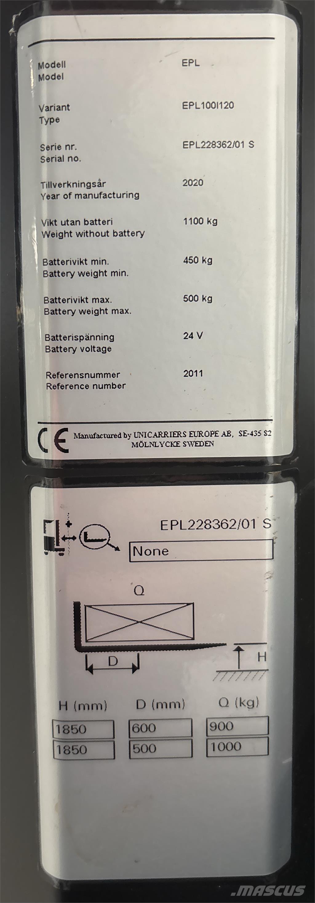 UniCarriers EPL100 Горизонтальные комплектовщики