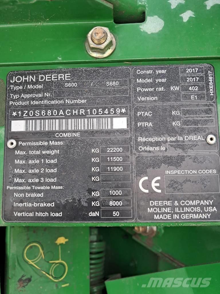 John Deere S 680 i Зерноуборочные комбайны