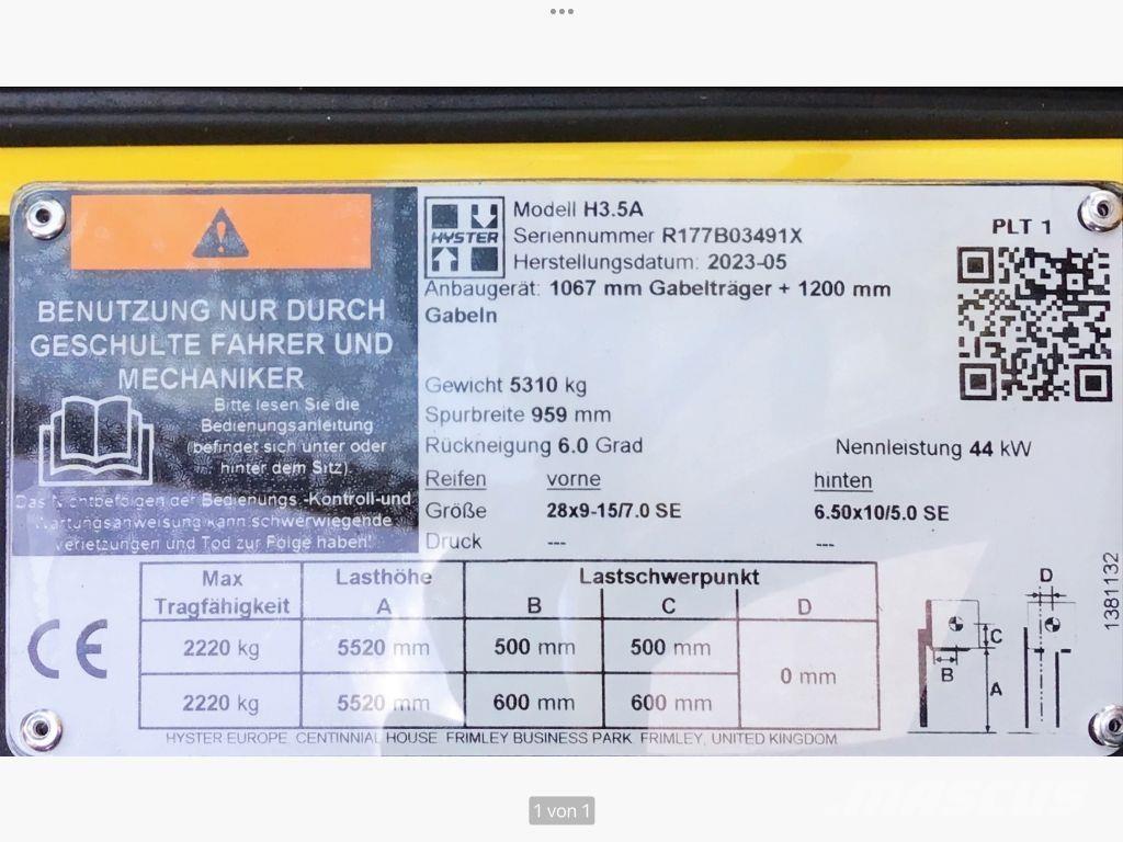 Hyster H 3.5 A Дизельные погрузчики