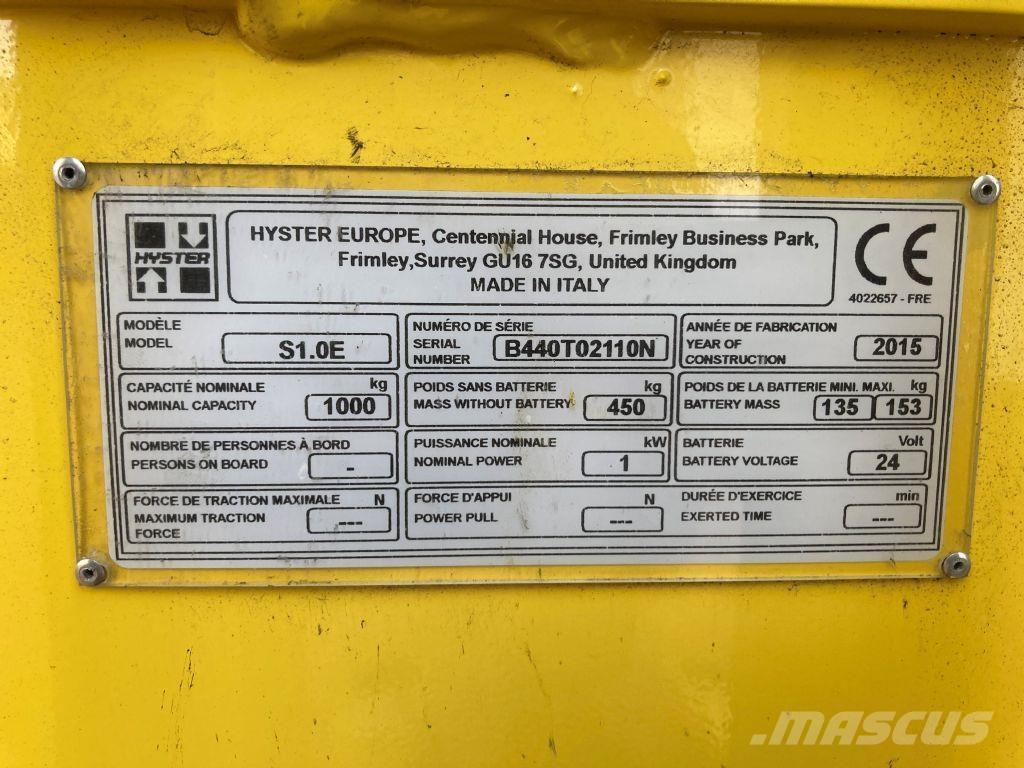Hyster S 1.0E Ручные штабелёры с электроподъёмом