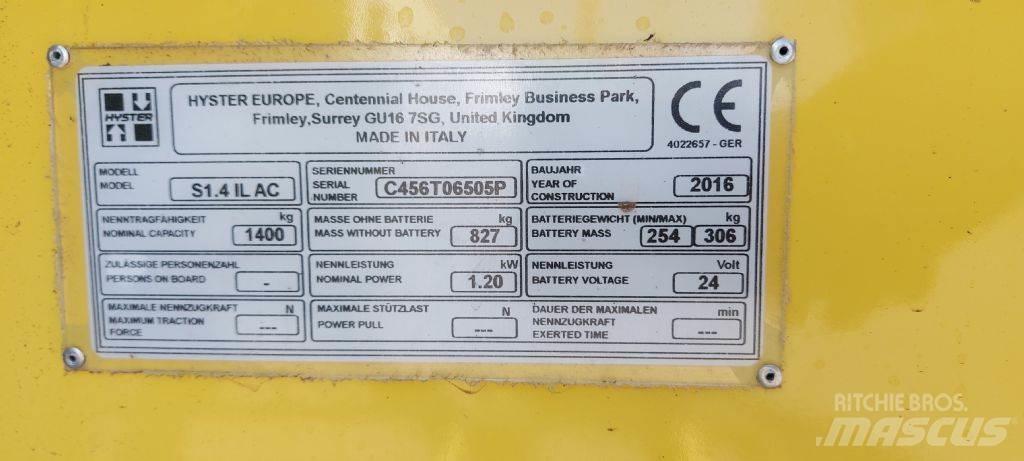 Hyster S 1.4 IL Ручные штабелёры с электроподъёмом