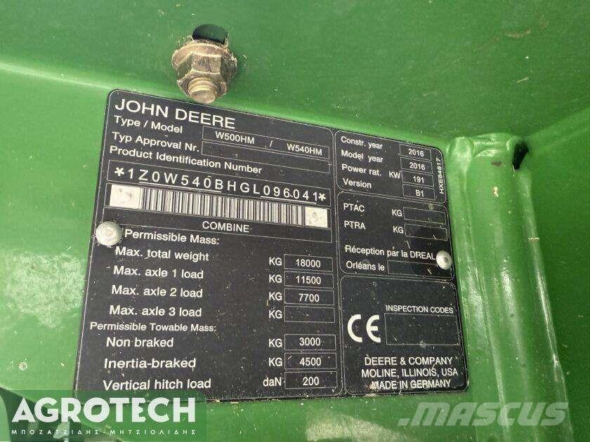 John Deere W540 HM Трактора