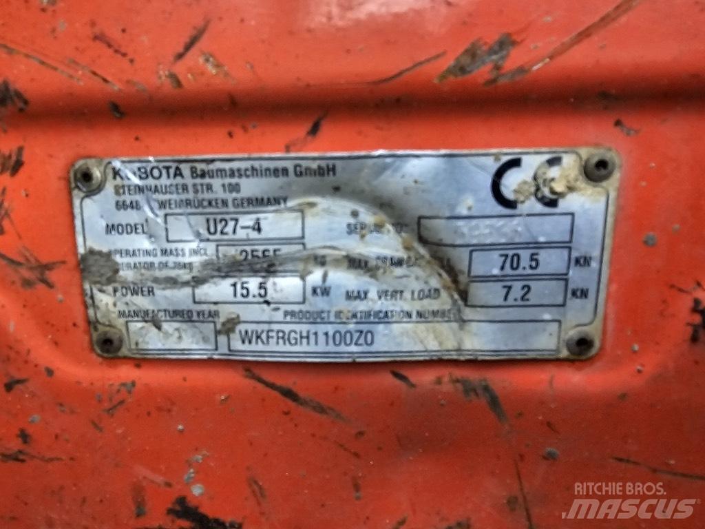 Kubota U 27-4 Мини-экскаваторы