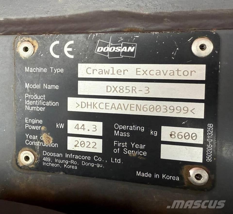 Doosan DX 85 R-3 Малые экскаваторы 7т-12т