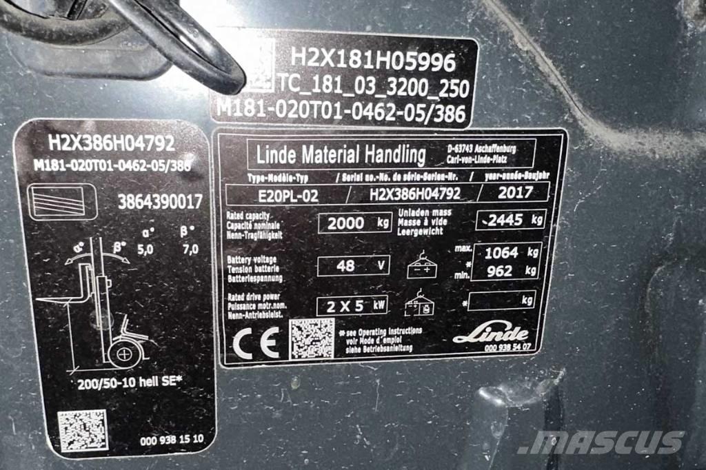Linde E 20 PL Электропогрузчики