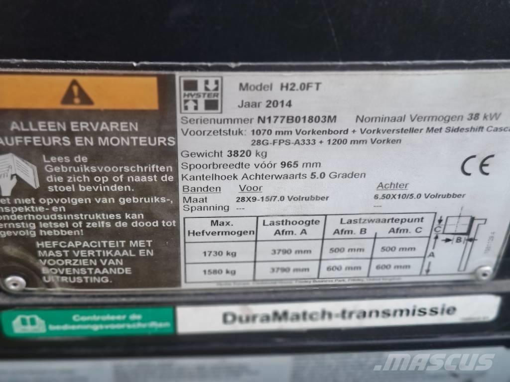 Hyster H 2.0 FT Газовые погрузчики