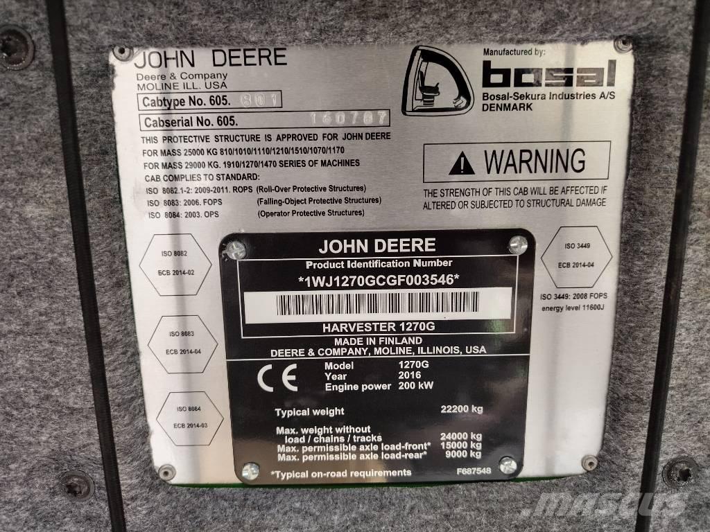 John Deere 1270G 6W Харвестеры