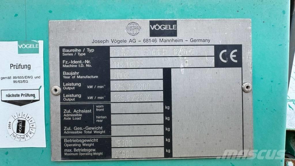 Vögele Super 1800-2 Асфальтоукладчики