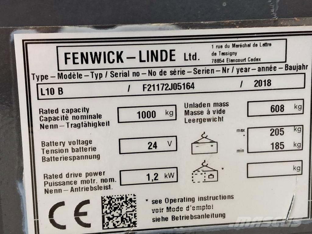 Linde L10B Ручные штабелёры с электроподъёмом