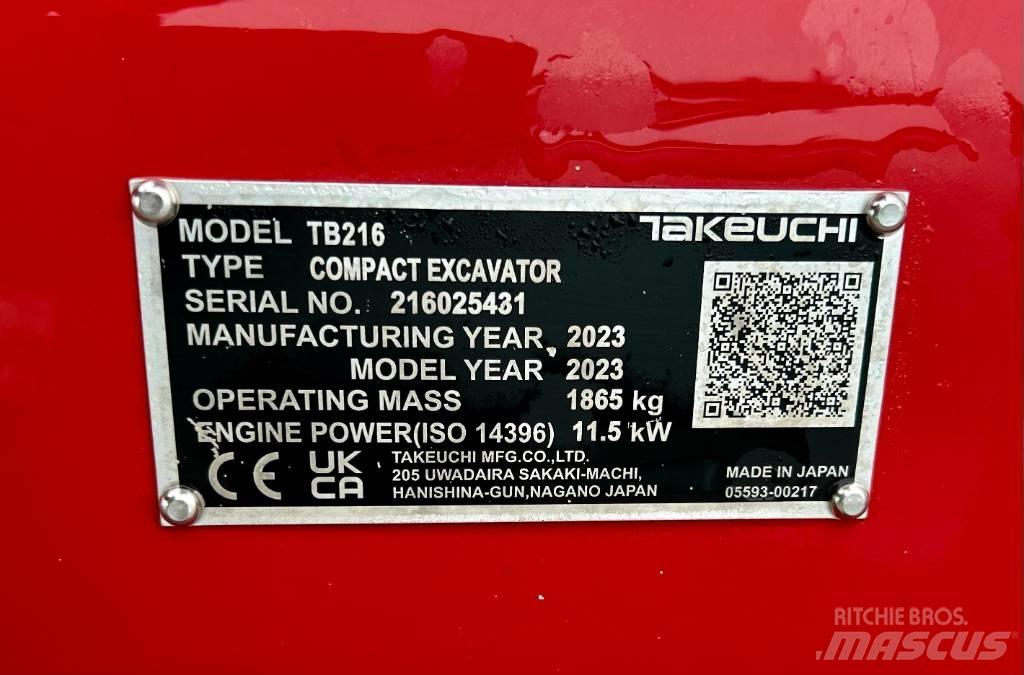 Takeuchi TB 216A V4 Мини-экскаваторы