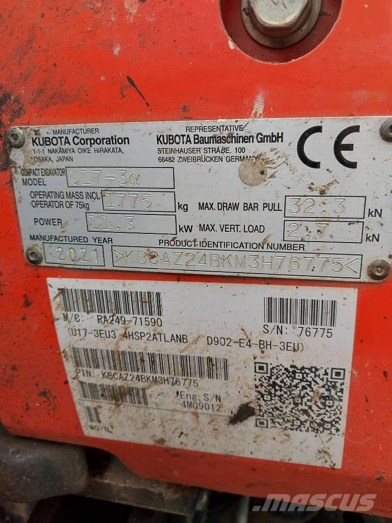 Kubota U 17-3N Мини-экскаваторы