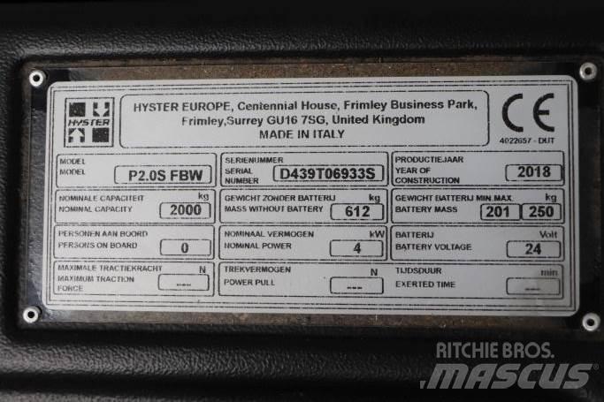 Hyster P2.0S Ручные электрические тележки